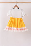 Mustard Pencil Ruffle Dress
