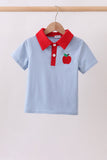 Blue Apple Appliqué Shirt
