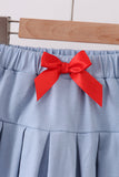 Blue Apple Embroidered Skorts Set