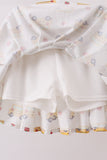 Red Bus Embroidered Skorts Set