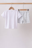 Blue Faith Quote Embroidered Shorts Set