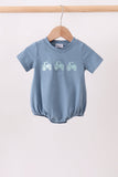 Blue Farm Tractor Embroidered Bubble
