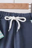 Blue Stripe under the sea Embroidered Set