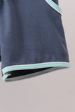 Blue Stripe under the sea Embroidered Set
