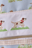 Blue hunting dog embroidery backpack
