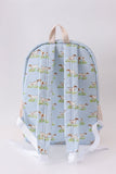 Blue hunting dog embroidery backpack