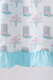 Blue Boots Ruffle Shorts Set
