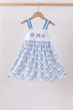 Blue Shells Embroidered Dress