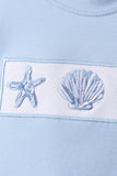 Blue Shells Embroidered Shorts Set