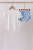 Blue Carousel Embroidered Bloomer Set