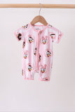 Pink character bamboo romper