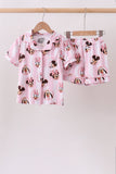 Pink character bamboo pocket pajama set