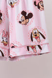 Pink character bamboo pocket pajama set