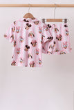 Pink character bamboo pocket pajama set
