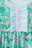Green house floral Ruffle Shorts Set
