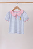 Purple Stripe Pencil Embroidered Top