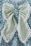 Teal Floral Lace Bow Bloomer Set