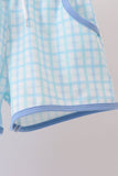 Blue Crocodile Embroidered Shorts Set