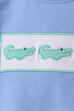 Blue Crocodile Embroidered Shorts Set