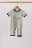 Sage Hunting Embroidered Romper