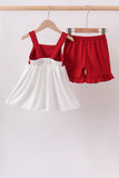 Maroon Alabama Applique Ruffle Shorts Set