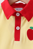 Yellow Apple Crayon Embroidered Ruffle Dress
