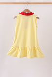 Yellow Apple Crayon Embroidered Ruffle Dress