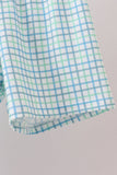 Blue Apple Crayon French Knot Plaid Shorts Set