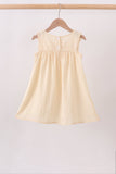 Oatmeal character french knot ruffle dress