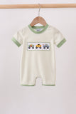 Monster truck embroidery stripe romper