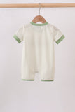 Monster truck embroidery stripe romper