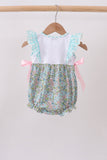 Mint Chicken Applique Ruffle Bubble
