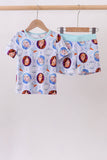 Blue frozen character bamboo pajama set