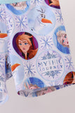 Blue frozen character bamboo pajama set