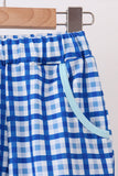 Blue character embroidery pants set