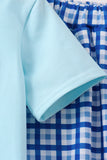 Blue character embroidery pants set