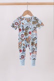 Blue character bamboo romper