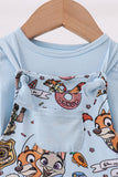 Blue character bamboo romper set