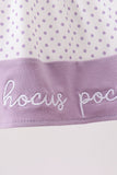 Purple Hocus pocus french knot ruffle bloomer set