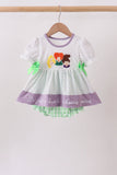 Purple Hocus pocus french knot ruffle bubble