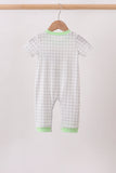 Green Hocus pocus french knot gingham romper