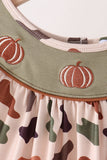 Camouflage Pumpkin Embroidery Ruffle Shorts Set