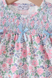 Blue Floral Smocked Ruffle Bloomer Set
