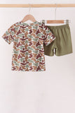 Camouflage Jack-O-Lantern Applique Shorts Set