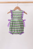Purple witch embroidery stripe ruffle bubble