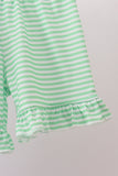 Purple witch applique stripe ruffle shorts set