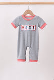 Grey character embroidery romper