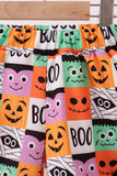 Orange Jack-O-Lantern  Applique Ruffle Shorts Set