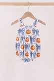 Blue Pumpkin Bow Bamboo Bubble