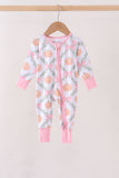 Pink Pumpkin Bow Bmaboo Zipper Romper